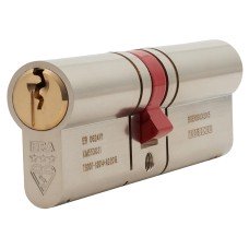 ERA 3 Star 6 Pin 100mm Euro Double Cylinder - 45mm + 55mm - Satin Nickel/ Brass - Keyed to Differ