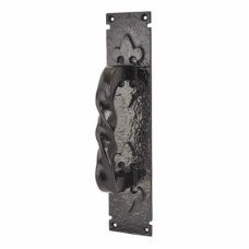 Olde Forge Barley Twist D-Bar Door Pull Handle on Plate - Screw Fix - 310 x 65mm - Antique Black