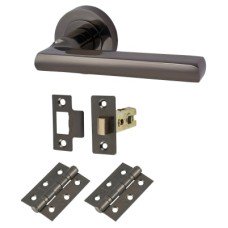 Exel Sophia Latch Door Handle on Rose Kit - Black Nickel