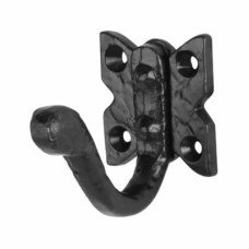 Olde Forge Blacksmith Single Coat Hook - 60 x 56mm - Antique Black Iron