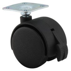 Mini Twin Wheel Castor - Swivel Braked - 30kg Max Weight - 40mm Diameter - Black - Pack of 4