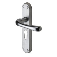 M Marcus Satin Chrome Euro Lock Door Handle - Donna Range - 183 x 42mm