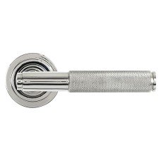 From The Anvil Polished Stainless Steel Knurled Door Handles on Round Art Deco Rose - Brompton Range From The Anvil Polished Stainless Steel Knurled Door Handles on Round Art Deco Rose - Brompton Range