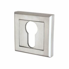 Exel Square Escutcheon - 52 x 52mm - Euro - Satin Chrome