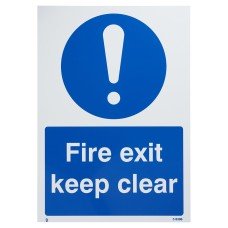 Exel Fire Exit Keep Clear Sign - 210 x 297mm - Rigid Plastic Exel Fire Exit Keep Clear Sign - 210 x 297mm - Rigid Plastic