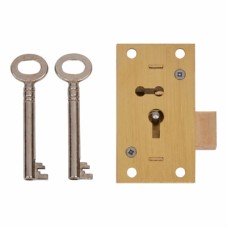 4 Lever Straight Cupboard Lock - 63 x 35mm - Keyed Alike - Polished Brass