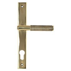 From The Anvil Brompton uPVC Slimline Knurled Multipoint Door Handle - 92mm c/c - Polished Brass