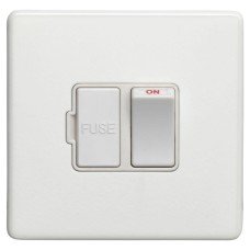 Eurolite Concealed 13A 1 Gang Double Pole Screwless Flat Plate Switched Fused Spur - Matt White 