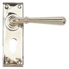 From The Anvil Polished Nickel Euro Lock Door Handle - Newbury Range - 152 x 50mm