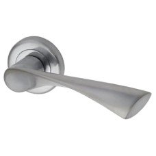Exel Polished/Satin Chrome Door Handles on Round Rose - Knightsbridge Range 
