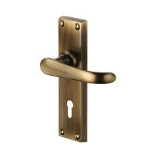 Heritage Brass by M Marcus Antique Brass Keyhole Lock Door Handle - Windsor Range - 154 x 40mm