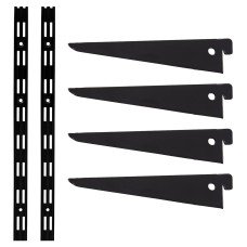 Exel Twin Slot Shelving Kit - 2 x 1000mm Shelf Wall Uprights & 4 x 170mm Shelf Brackets - Black