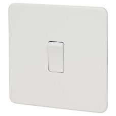 Knightsbridge 10AX 1 Gang Screwless Intermediate Flat Plate Light Switch - Matt White