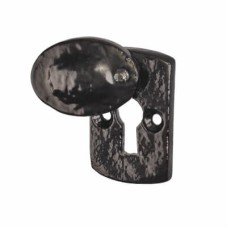 Elan Plaque Covered Escutcheon - 45 x 29mm - Keyhole - Metalized Antique Black Iron