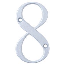 76mm Screw Fix Door Numeral - 8 - Premium Satin Silver