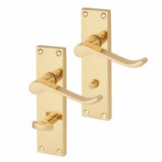Exel Polished Brass Budget Scroll Bathroom Door Handle - Mia Range - 153 x 42mm Exel Polished Brass Budget Scroll Bathroom Door Handle - Mia Range - 153 x 42mm