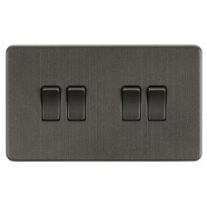 Knightsbridge 10AX 4 Gang Screwless Flat Plate Light Switch - Smoked Bronze