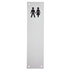 Exel Finger Plate - Unisex Toilet Door Sign - 300 x 75mm - Satin Aluminium