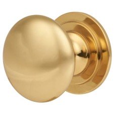 Exel Victorian Turned Round Cabinet Knob - 44mm Diameter - Polished Brass