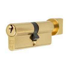 Eurospec 5 Pin 80mm Euro Thumbturn Cylinder - 40mm Turn + 40mm - Polished Brass - Keyed to Differ