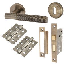 Exel Lily Reeded 3 Lever Sashlock Door Handle Kit - Antique Brass