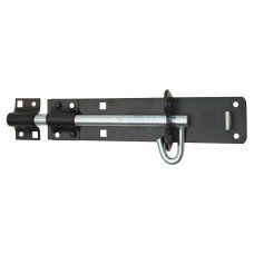 Brenton Pattern Gate Padlock Bolt - 150mm Length - Black Japanned