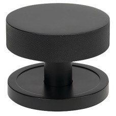 From The Anvil Brompton Round Knurled Centre Door Knob - 90mm Rose - Matt Black