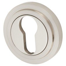 Burlington BUR61 by Frelan Escutcheon with Stepped Rose - 53mm Diameter - Euro - Satin Nickel