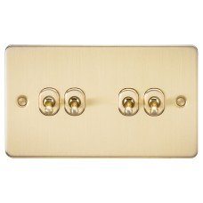 Knightsbridge 10AX 4 Gang 2 Way Flat Plate Toggle Light Switch - Brushed Brass Knightsbridge 10AX 4 Gang 2 Way Flat Plate Toggle Light Switch - Brushed Brass