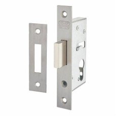 Nemef 9600 Narrow Style Euro Deadlock - 55mm Case - 40mm Backset - Satin Stainless Steel