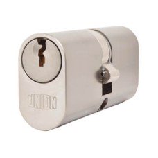 UNION J2X6 Pattern 5 Pin 64mm Oval Double Cylinder - 32 + 32mm - Satin Chrome - Keyed to Differ