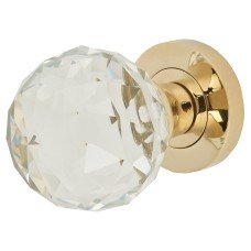 Jedo Cut Glass Mortice Door Knob - 54mm Rose Diameter - PVD Brass