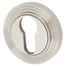 Burlington BUR61 by Frelan Escutcheon with Reeded Rose - 53mm Diameter - Euro - Satin Nickel