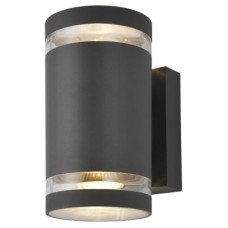 Forum Zink Lens Outdoor Up & Down Wall Light - IP44 - Anthracite