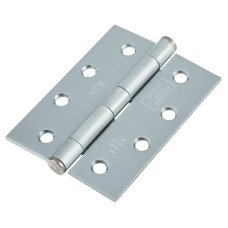 Plain Steel Grade 7 Butt Fire Door Hinge - 102 x 76 x 3mm - Satin Chrome - Pair
