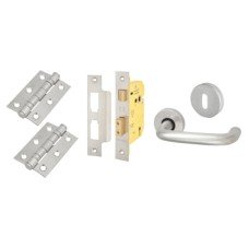 Exel 19mm Return to Door 3 Lever Sashlock Door Handle on Rose Kit - Aluminium