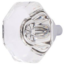 Exel Clear Glass Octagon Cabinet Knob - 32mm Diameter - Polished Chrome