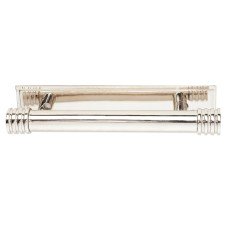  Frelan Hoxton Sturt Cabinet Handle on Rushton Backplate - 96mm Centres - Polished Nickel