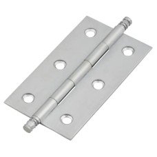 Solid Drawn Finial Butt Cabinet Hinge - 64 x 35 x 1.45mm - Satin Chrome - Pair