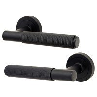 Exel Matt Black Knurled Door Handles on ...