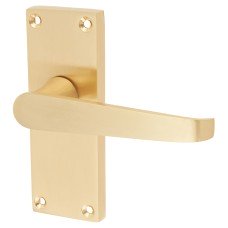 Exel Satin Brass Budget Straight Latch Door Handle - Short Plate - Mia Range - 114 x 42mm