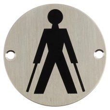 Exel Ambulant Toilet Door Sign - 75mm Diameter - Satin Stainless Steel