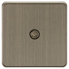 Knightsbridge 1 Gang Screwless Flat Plate Non Isolated TV Outlet - Antique Brass