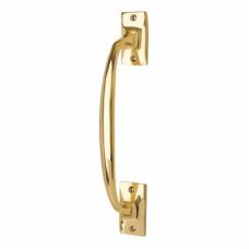 Traditional Light Cast D-Bar Door Pull Handle - Screw Fix - 250mm Centres - Polished Brass