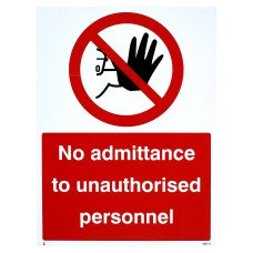 Exel No Admittance Authorised Personnel Only Sign - 300 x 400mm - Rigid Plastic