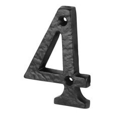 Olde Forge 76mm Screw Fix Door Numeral - 4 - Antique Black Iron