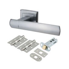 Exel Essence Latch Door Handle on Square Rose Kit - Satin Chrome