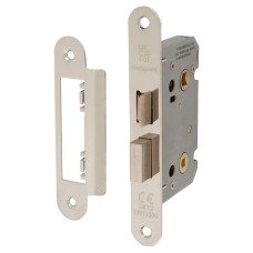 Exel Contract Bathroom Lock - 65mm Case - 44mm Backset - Radius - Polished Nickel