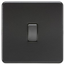 Knightsbridge 10AX 1 Gang Screwless Flat Plate Double Pole Light Switch - Matt Black