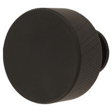 Carlisle Brass Knurled Radio Round Cabinet Knob - 35mm Diameter - Matt Black